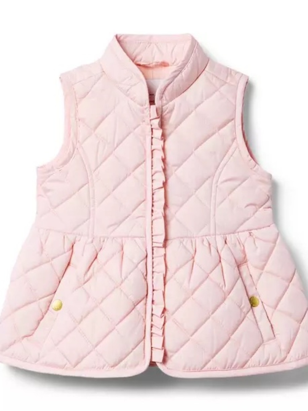 Janie and Jack Light Pink Quilted Ruffle Vest